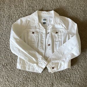 Old Navy cropped white jean jacket, size S